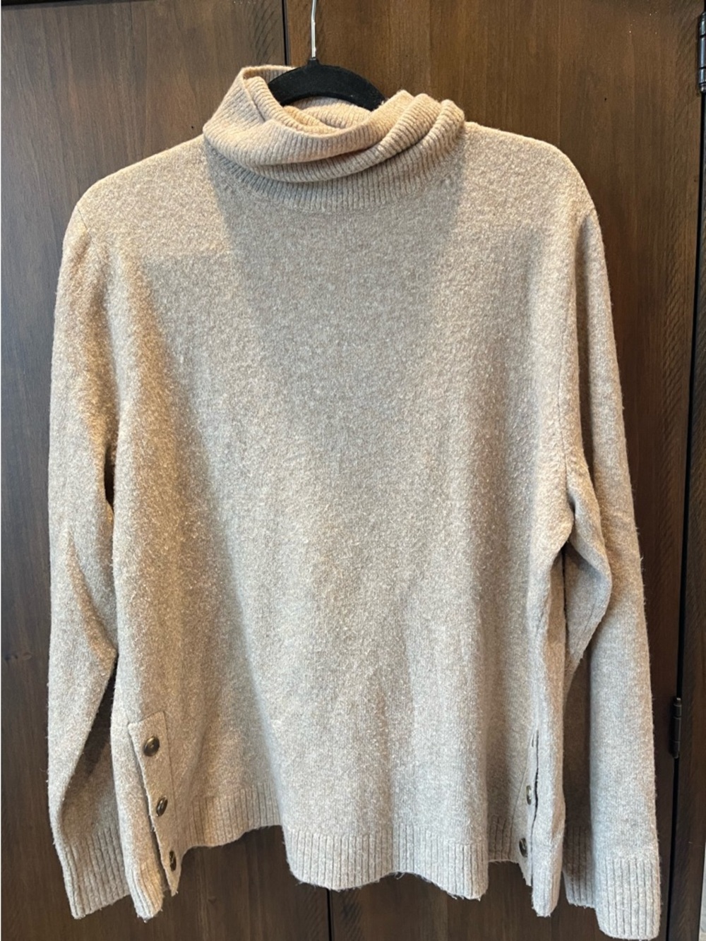 J. Crew Beige Turtleneck Sweater with Side Button Detail